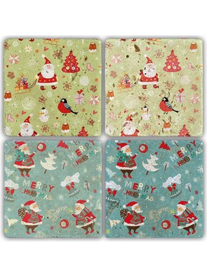 Oscar Stone Decor Bardak Altlığı Yılbaşı 4'lü Set