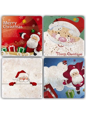 Oscar Stone Decor Bardak Altlığı Yılbaşı 4'lü Set