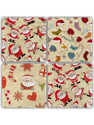 Oscar Stone Decor Bardak Altlığı Yılbaşı 4'lü Set