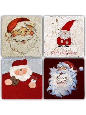 Oscar Stone Decor Bardak Altlığı Yılbaşı 4'lü Set