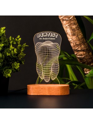 Hediye Sepeti Hediyesepeti Diş Hekimine Hediye 3 Boyutlu LED Lamba