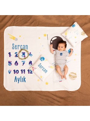 Hediyesepeti Hediye Sepeti Minik Astronot Tasarımlı Bebek Fotoğraf Çekim Battaniye Seti