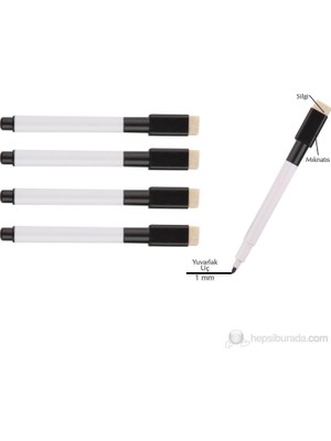 RBC Beyaz Tahta Kalemi Mini (Silgili+Mıknatıslı) 10'lu Set Siyah