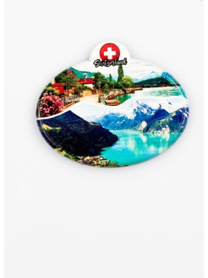 Dünyadan Hediyeler İsviçre Alp Dağları Temalı Oval Magnet