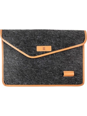 Minbag Aba Keçe Laptop Çantası ve El Portföyü - Koyu Gri - Taba