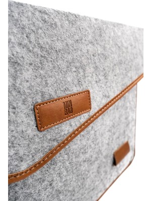 Minbag Aba Keçe Laptop Çantası Ve El Portföyü - Gri - Taba