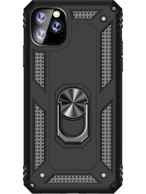 Microcase Apple iPhone 11 Pro Anka Serisi Yüzük Standlı Armor Kılıf Siyah