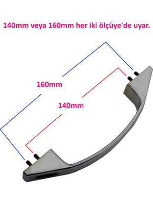 Seta  2 Kapaklık Krom Duşakabin Kulpu 140 mm ve 160 mm  Ölçülerine Uygun 2 Iç 2 Dış Çift Kapak  D Kulp