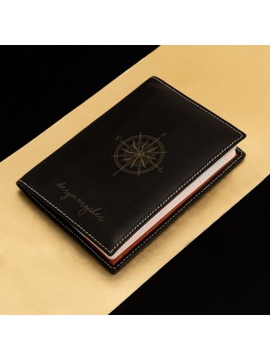 Hediyesepeti Hediye Sepeti Kişiye Özel Pusula Tasarımlı Deri Pasaportluk