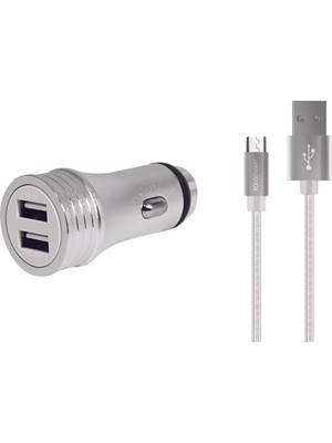 Polosmart PSM45 2'li Araç Şarjı + Micro USB Şarj Kablosu 50 cm
