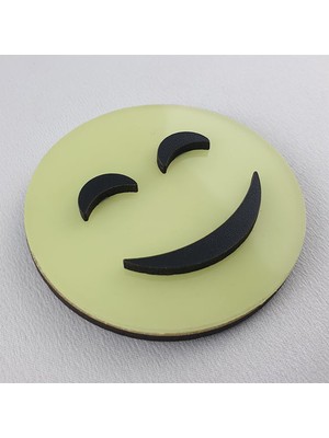Fosforlu Emoji ( Karanlıkta Parlar ) Fosforlu Duvar Süsü, 6,5 cm