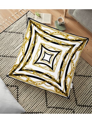 Realhomes Geometrik Zeminli Özel Tasarım Yer Minderi - 70 x 70 cm