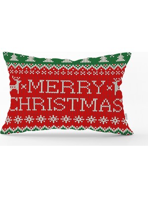 RealHomes Merry Christmas Motifli Dijital Baskılı Dikdörtgen Yastık Kırlent Kılıfı