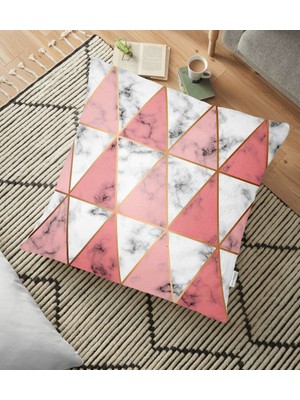 RealHomes Geometrik Üçgen Şekilli Mermer Desenli Yer Minderi - 70 x 70 cm