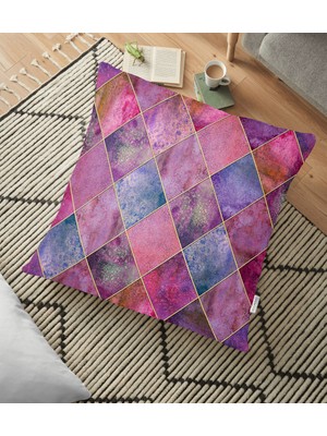 RealHomes Geometrik Pudra Renkler Modern Tasarımlı Dekoratif Yer Minderi - 70 x 70 cm