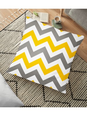 RealHomes Zigzag Desen Dijital Baskılı Dekoratif Yer Minderi - 70 x 70 cm