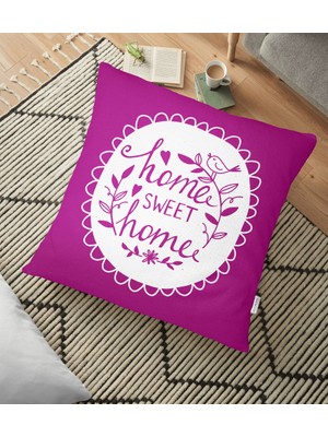 RealHomes Home Sweet Home Dijital Baskılı Dekoratif Yer Minderi - 70 x 70 cm