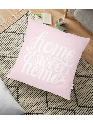 RealHomes Home Sweet Home Dijital Baskılı Dekoratif Yer Minderi - 70 x 70 cm