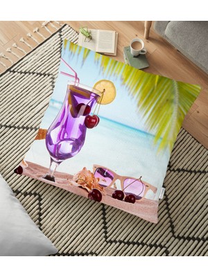 RealHomes Deniz ve Yaz Tasarımlı Modern Dekoratif Yer Minderi - 70 x 70 cm