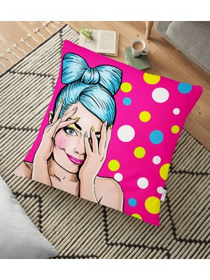 RealHomes Pop Art Dijital Baskılı Dekoratif Yer Minderi - 70 x 70 cm