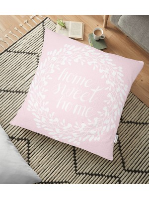 RealHomes Home Sweet Home Dijital Baskılı Dekoratif Yer Minderi - 70 x 70 cm