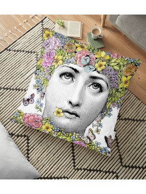 Realhomes Piero Fornasetti Tasarımlı Dekoratif Yer Minderi - 70 x 70 cm