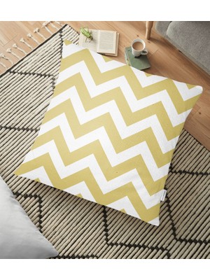 RealHomes Zigzag Desen Dijital Baskılı Dekoratif Yer Minderi - 70 x 70 cm