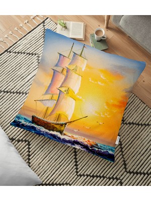RealHomes Modern Gemi Desen Dijital Baskılı Yer Minderi - 70 x 70 cm
