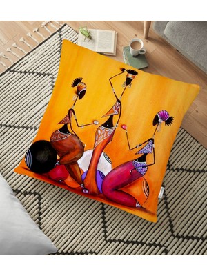 RealHomes Modern African Tasarımlı Dijital Baskılı Dekoratif Yer Minderi - 70 x 70 cm