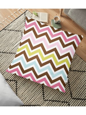 RealHomes Modern Zigzag Dijital Baskılı Yer Minderi - 70 x 70 cm
