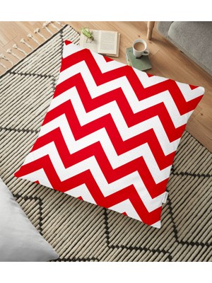 RealHomes Modern Zigzag Desenli Dijital Baskılı Dekoratif Yer Minderi - 70 x 70 cm