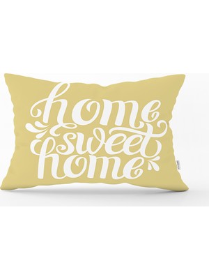 RealHomes Home Sweet Home Dijital Baskılı Dekoratif Dikdörtgen Yastık Kırlent Kılıfı