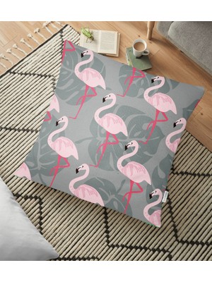 RealHomes Flamingo Desenli Dijital Baskılı Yer Minderi - 70 x 70 cm