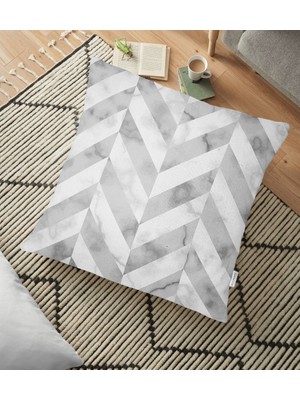 RealHomes Geometrik Desenli Mermer Zeminli Modern Yer Minderi - 70 x 70 cm