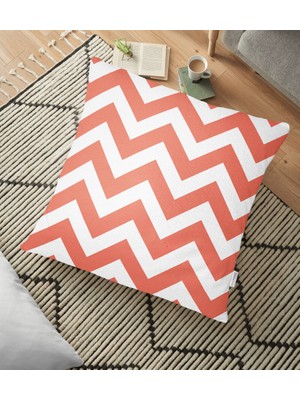 RealHomes Modern Zigzag Desenli Dijital Baskılı Dekoratif Yer Minderi - 70 x 70 cm