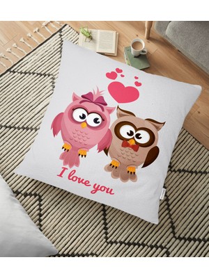 RealHomes I Love You Desenli Modern Tasarımlı Dekoratif Yer Minderi - 70 x 70 cm