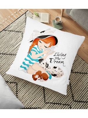 RealHomes Living The Dream Yazılı Modern Yer Minderi - 70 x 70 cm