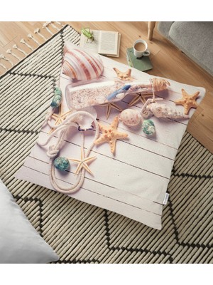 RealHomes Deniz Yıldızı Tasarımlı Dijital Baskılı Dekoratif Yer Minderi - 70 x 70 cm