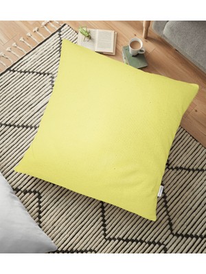 RealHomes Sarı Renkli Dijital Baskılı Dekoratif Yer Minderi - 70 x 70 cm