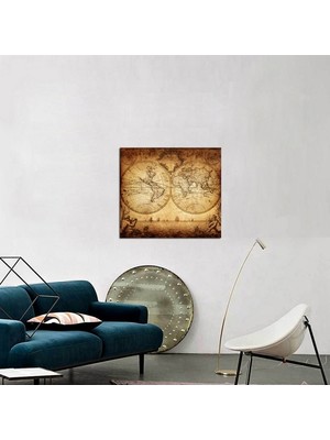 Tablosan Eski Dünya Haritası Kanvas Tablo