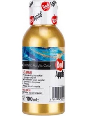 Red Apple RA110-37 Metalik Akrilik Yaldızlı Boya 100 g Metalik Altın Renk Özelliği ile