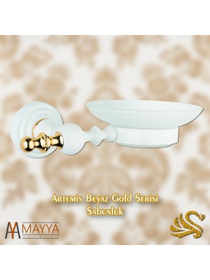 Saray Banyo Artemis Beyaz Gold Sabunluk