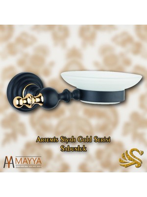 Saray Banyo Artemis Siyah Gold Sabunluk