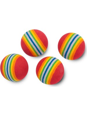Flamingo Gökkuşağı Renkli Kedi Oyun Topu 4 cm 4 lü Paket