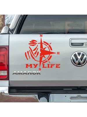 Freya Melek - My Life Dakar Pusula Araba Sticker 50 x 50 cm Kırmızı