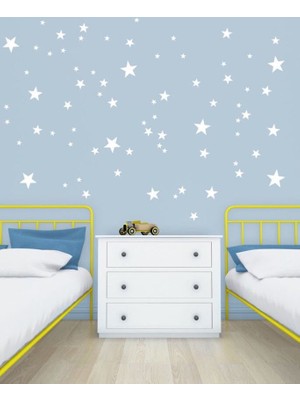 Hepsi Tedarik Beyaz Yıldız Çocuk Odası Sticker Stickerları - 150 Adet