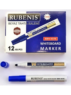 Rubenis  RBM-103/M Beyaz Tahta Kalemi Mavi - 12'li ( 1 Paket)