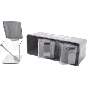 Qlux Ideas 3 Lü Baharatlık Set Duvar Askılı L-677 Gri