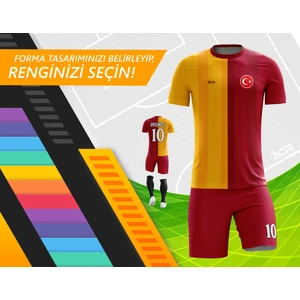 Acr Giyim - Sarı Kırmızı 19 - Kişiye Özel Futbol Forması Takımı