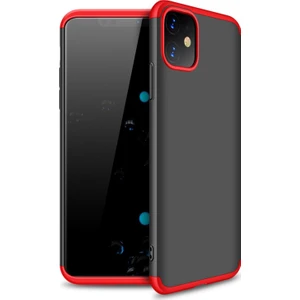Apple iPhone 11 Double Dip 360 Protective Kılıf - Siyah Kırmızı
